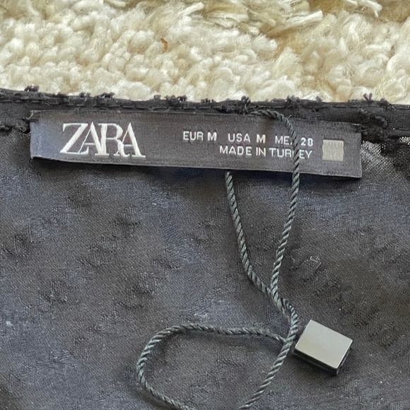 Zara Black Textured Midi Dress Size Medium - Picture 7 of 13